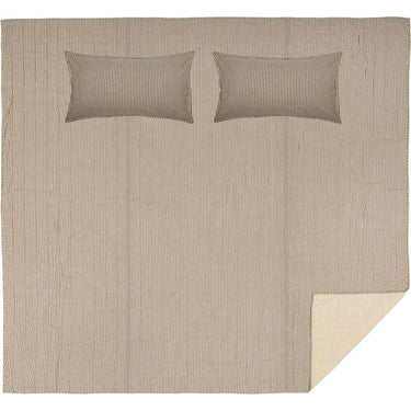 Sawyer Mill Charcoal Tick Stripe King Quilt Set; 1-Quilt 105Wx95L w/2 Shams 21x37 21x27 VHC Brands - The Fox Decor
